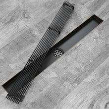 Load image into Gallery viewer, Oil Rubber Bronze Linear shower drain stainless steel material 24 inch with tile insert 2-in-1 cover with hair strainer and adjustment feet