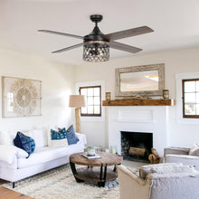 Carregar imagem no visualizador da galeria, 52" Mirelle Farmhouse Downrod Mount Reversible Ceiling Fan with Lighting and Remote Control