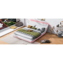 Carregar imagem no visualizador da galeria, Full Size Upholstery Platform Bed Frame with Sloped Headboard, White