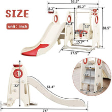 Carregar imagem no visualizador da galeria, 4 in 1 Toddler Slide and Swing Set, Kids Playground Climber Slide Playset with Basketball Hoop,Freestanding Combination for babies