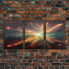 Carregar imagem no visualizador da galeria, Galaxy Full of Stars, Pixel Space Art, Pixel Art, 3 piece wall art, 3 piece canvas, unique colorful living room wall art