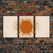 Carregar imagem no visualizador da galeria, 3 Piece Framed Canvas Wall Art Sun With Rays, Mid Century Modern, Art Deco, Retro Wall Art, Shabby Chic Boho Wall Art for Bedroom