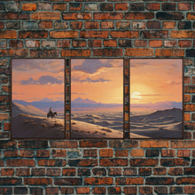 Load image into Gallery viewer, Cowboy Wall Art, Sunset Print, Landscape Wall Art, Canvas Print, Wall Art, 3 Piece Wall Art, Gift For Men, Ranch House Decor, Western Art