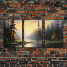 Carregar imagem no visualizador da galeria, Forest Wall Art, Trees Art Print, Sunset Art, Forest Wall Art, Canvas Print, Wall Art, 3 Piece Wall Art, Dorm Room Art, Ranch House Decor