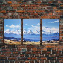 Carregar imagem no visualizador da galeria, Framed Rocky Mountains 3 Piece Canvas Prints, Rockies Painting, Mountain Landscape Oil Painting, Large Wall Art, Centerpiece Art