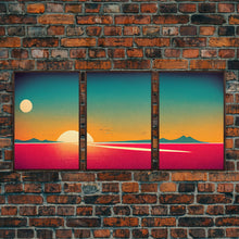 Carregar imagem no visualizador da galeria, Art Deco Sunset, 3 Piece Wall Art, Ready To Hang Canvas Print, Cool Unique Living Room Wall Art Decor