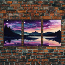 Carregar imagem no visualizador da galeria, Fantasy Starry Night Magical Forest Landscape, 3 Piece Wall Art, Ready To Hang Canvas Print, Cool Unique Living Room Wall Art Decor