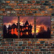 Carregar imagem no visualizador da galeria, 3 Piece Canvas Wall Decor, Ready To Hang Canvas Prints, Victorian Style Haunted House, Spooky Halloween Wall Art Decor