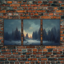 Carregar imagem no visualizador da galeria, 3 Piece Art, Winter Nature Landscape, Framed Canvas Prints, Canvas Art, Large Format Wall Art, Huge Art, Pine Tree Forest Decor