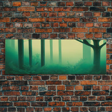 Load image into Gallery viewer, Emerald Green Forest Landscape, Panoramic Art, Framed Canvas, Framed Wall Art, Wall Art With Frame
