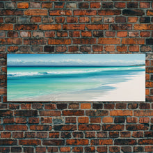 Load image into Gallery viewer, Blue Beach and Ocean Waves Panoramic Framed Canvas Print - Perfect for Living Room, Bedroom, Office Decor