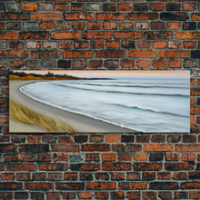 Carregar imagem no visualizador da galeria, Canvas Beach Wall Art, Seashore, Cove, Minimalist Beach Art, Pastel Beach Wall Art, Beach Scene Art, Panoramic, Wall Art, Canvas Print