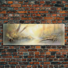 Load image into Gallery viewer, Beautiful Misty Landscape Wall Art Print, Foggy Lake, River, Trees, Wall Decor, Large Canvas Art Print, Panoramic, Wall Art, Canvas Print
