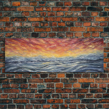 Carregar imagem no visualizador da galeria, Abstract Sea Horizon Wall Art, Vibrant Abstract, Framed Print Art, Sunset, Ocean, Textured Abstract Panoramic, Wall Art, Canvas Print