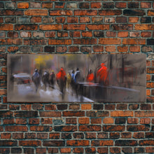Carregar imagem no visualizador da galeria, Abstract People On Street Canvas Print, Abstract Urban Art, Vibrant Art, Line Art City Wall Decor, Panoramic, Wall Art, Canvas Print