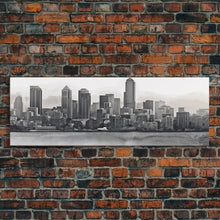 Cargar imagen en el visor de la galería, Cityscape Wall Art, City Skyline Wall Art, Black And White Large Art Print, Wall Decor, Framed Canvas, Panoramic, Wall Art, Canvas Print