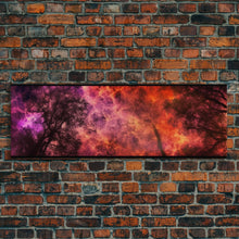 Carregar imagem no visualizador da galeria, Forest Fire Canvas Art, Fire Canvas Art, Large Canvas Print, Woods On Fire Art Print, Purple Forest Art, Panoramic, Wall Art, Canvas Print