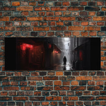 Cargar imagen en el visor de la galería, City Canvas Art Print, Asian City Art, Dark Night Street Art, Abstract Urban Art, Large Urban Art, Panoramic, Wall Art, Canvas Print