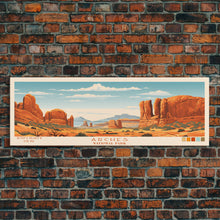 Load image into Gallery viewer, Arches National Park, Panoramic Utah Travel Art, National Park Print, Minimalist Travel Art, Midcentury Modern Style Landscape