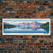 Load image into Gallery viewer, Crater Lake National Park, Panoramic Oregon Travel Art, National Park Print, Minimalist Travel Art, Midcentury Modern Style Landscape