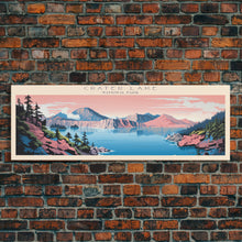 Load image into Gallery viewer, Crater Lake National Park, Panoramic Oregon Travel Art, National Park Print, Minimalist Travel Art, Midcentury Modern Style Landscape