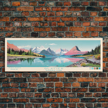 Carregar imagem no visualizador da galeria, Glacier National Park, Panoramic Montana Travel Art, National Park Print, Minimalist Travel Art, Midcentury Modern Style Landscape