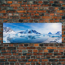 Load image into Gallery viewer, Beautiful Photographic Panoramic of Antarctica, Sunset Photography, Winter Decor, Christmas Deco, Framed Canvas Print, Landscape Photography