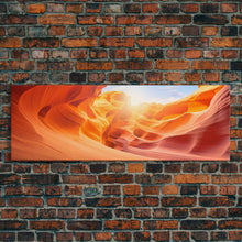 Load image into Gallery viewer, Beautiful Photographic Panoramic of Antelope Canyon Arizona, Sunset Photography, Framed Canvas Print, Landscape Photography, Landmark Art