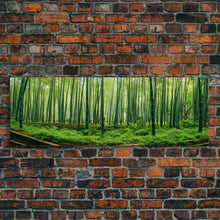 Load image into Gallery viewer, Beautiful Photographic Panoramic of Arashiyama Bamboo Grove Kyoto Japan, Framed Canvas Print, Landscape Photography, Landmark Art