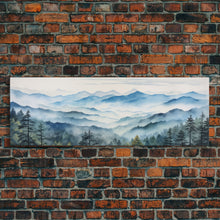Load image into Gallery viewer, Blue Ridge Mountains National Park Panoramic Watercolor Painting Framed Canvas Print Large Wall Art