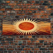 Carregar imagem no visualizador da galeria, Art Deco Sunburst Wall Art, Ready To Hang Canvas Print, Panoramic Art, Art Deco Wall Decor, Above Bed, Above Couch, Above Sofa