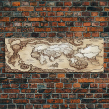 Load image into Gallery viewer, D&D RPG World Map Concept Art, Ready To Hang Canvas Print, Panoramic Art, Extra Wide Wall Decor, Cool Mancave Art, DND