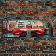 Load image into Gallery viewer, Atomic Age Scifi Style 1950s Diner Booth Wall Art, Framed Canvas Print, MCM, Midcentury Modern Wall Art, Diner Decor