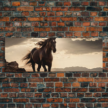 Carregar imagem no visualizador da galeria, Canvas Wall Art, Horse Photography Print, Framed Canvas Print, Horse Wall Decor, Panoramic Wall Art, Large Wall Art, Rustic Decor