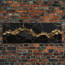 Load image into Gallery viewer, Black and Gold Marble Canvas Wall Art, Abstract Canvas Art, Panoramic Art, Large Wall Art, Marble Wall Decor, Large Canvas Art, Modern Art