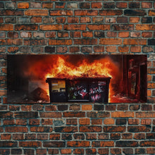 Carregar imagem no visualizador da galeria, A Dumpster Fire, Panoramic Canvas Print, Wall Art, Living Room Wall Art