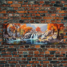 Load image into Gallery viewer, Beautiful Fall Centerpiece Wall Art, Framed Canvas Print, Autumn Landscape Watercolor Painting, Minimalist Boho Style Wall Art, Minimalist