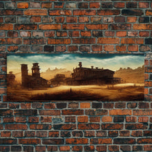 Carregar imagem no visualizador da galeria, Abandoned Wild West Mining Town, Extra Large Wall Art, Framed Panoramic Canvas Print, Framed Wall Art