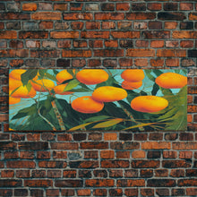 Carregar imagem no visualizador da galeria, Florida Orange Trees, Abstract Art, Extra Large Wall Art, Framed Panoramic Canvas Print, Framed Wall Decor