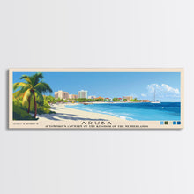 Load image into Gallery viewer, Aruba, autonomous country of the Kingdom of the Netherlands Panoramic Print, Vacation Gift, autonomous country of the Kingdom of the Netherlands Wall Art, Beach Painting, Beach Decor, Large Wall Art, Wood Frame Art
