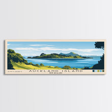 Load image into Gallery viewer, Auckland Island, New Zealand Panoramic Beach Print, Vacation Gift, New Zealand Wall Art, Beach Painting, Beach Decor, Beach Painting