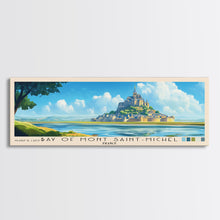 Load image into Gallery viewer, Bay of Mont Saint-Michel, France Panoramic Beach Print, Vacation Gift, France Wall Art, Framed Canvas Print, Framed Beach Painting