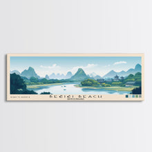 Load image into Gallery viewer, Bečići Beach, Montenegro Panoramic Print, Vacation Gift, Montenegro Wall Art, Beach Painting, Beach Decor, Beach Or Lakehouse Art