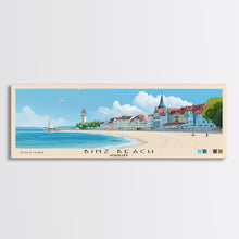 Carregar imagem no visualizador da galeria, Binz Beach, Germany Panoramic Print, Vacation Gift, Germany Wall Art, Beach Painting, Beach Decor, Large Wall Art, Wood Frame Art