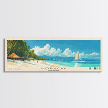Load image into Gallery viewer, Boracay, Philippines Panoramic Print, Vacation Gift, Philippines Wall Art, Beach Painting, Beach Decor, Large Wall Art, Wood Frame Art
