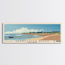 Load image into Gallery viewer, Brancaster Beach, United Kingdom Panoramic Beach Print, Vacation Gift, United Kingdom Wall Art, Framed Canvas Print, Framed Beach Painting