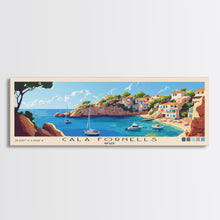 Carregar imagem no visualizador da galeria, Cala Fornells, Spain Panoramic Beach Print, Vacation Gift, Spain Wall Art, Framed Canvas Print, Framed Beach Painting