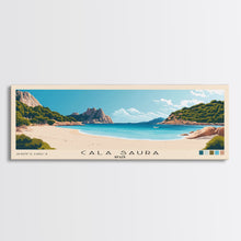 Carregar imagem no visualizador da galeria, Cala Saura, Spain Panoramic Print, Vacation Gift, Spain Wall Art, Beach Painting, Beach Decor, Large Wall Art, Wood Frame Art