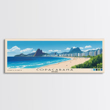 Load image into Gallery viewer, Copacabana, Brazil Panoramic Beach Print, Vacation Gift, Brazil Wall Art, Framed Canvas Print, Framed Beach Painting