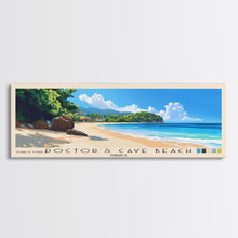 Load image into Gallery viewer, Doctor’s Cave Beach, Jamaica Panoramic Print, Vacation Gift, Jamaica Wall Art, Beach Painting, Beach Decor, Large Wall Art, Wood Frame Art
